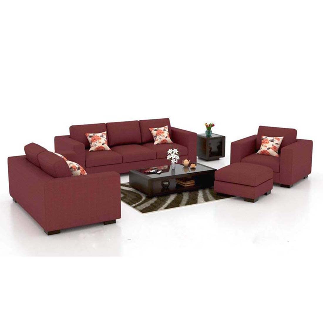 Torque India Mendoza 6 Seater Sofa Set for Living Room with Ottoman - Torque India